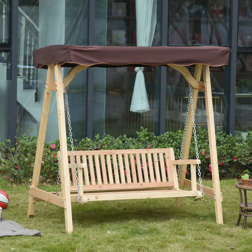 2-Person Outdoor Porch Swing with Wooden Stand R72679