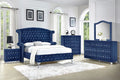 Blue Velvet 6Pc King Size Bedroom Furniture Set L485