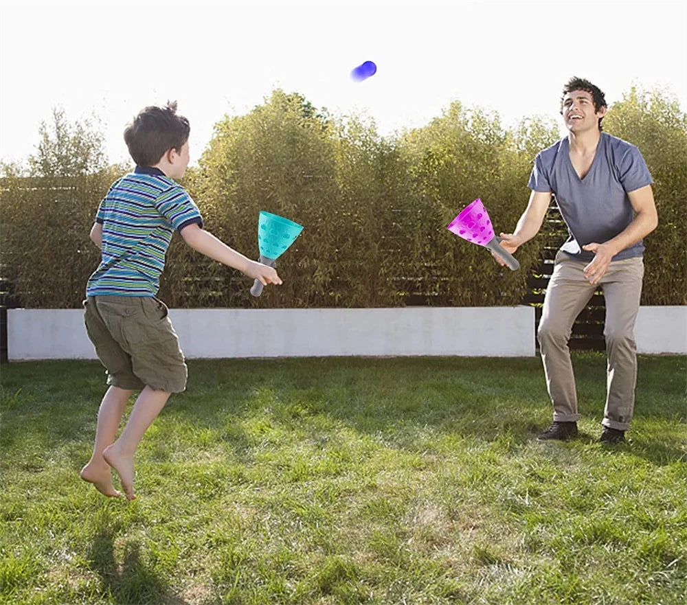 Catch Ball Games with 2 Launcher Baskets and 4 Balls Outdoor Indoor Sport Toys W524033