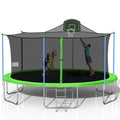 16 FT Trampoline with Basketball Hoop, Enclosure, Waterproof Mat and Ladder N740