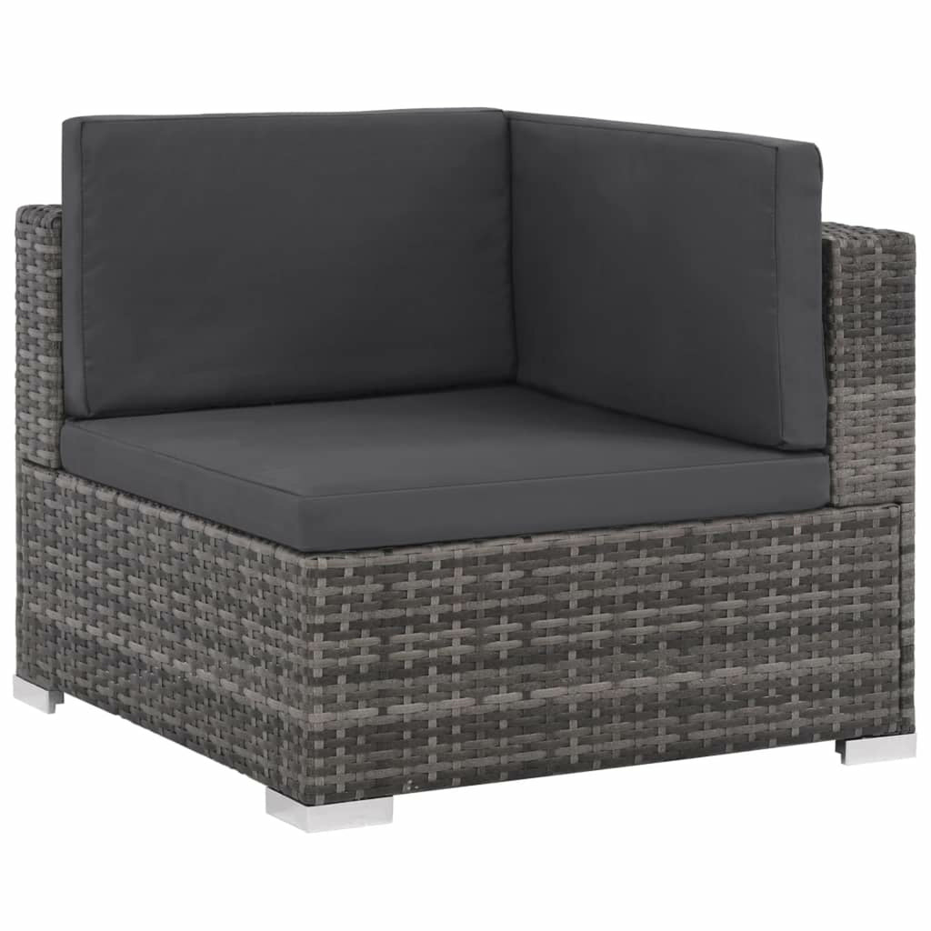 12 Piece Gray Poly Rattan Outdoor Patio Sectional Sofa with Coffee Table and Ottoman T1465