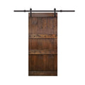 Brown Stained Solid Pine Wood Interior Sliding Barn Door with Hardware Kit P34469