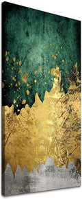 Green Gold Canvas Wall Art Abstract Poster 50x100cm No Frame H5708