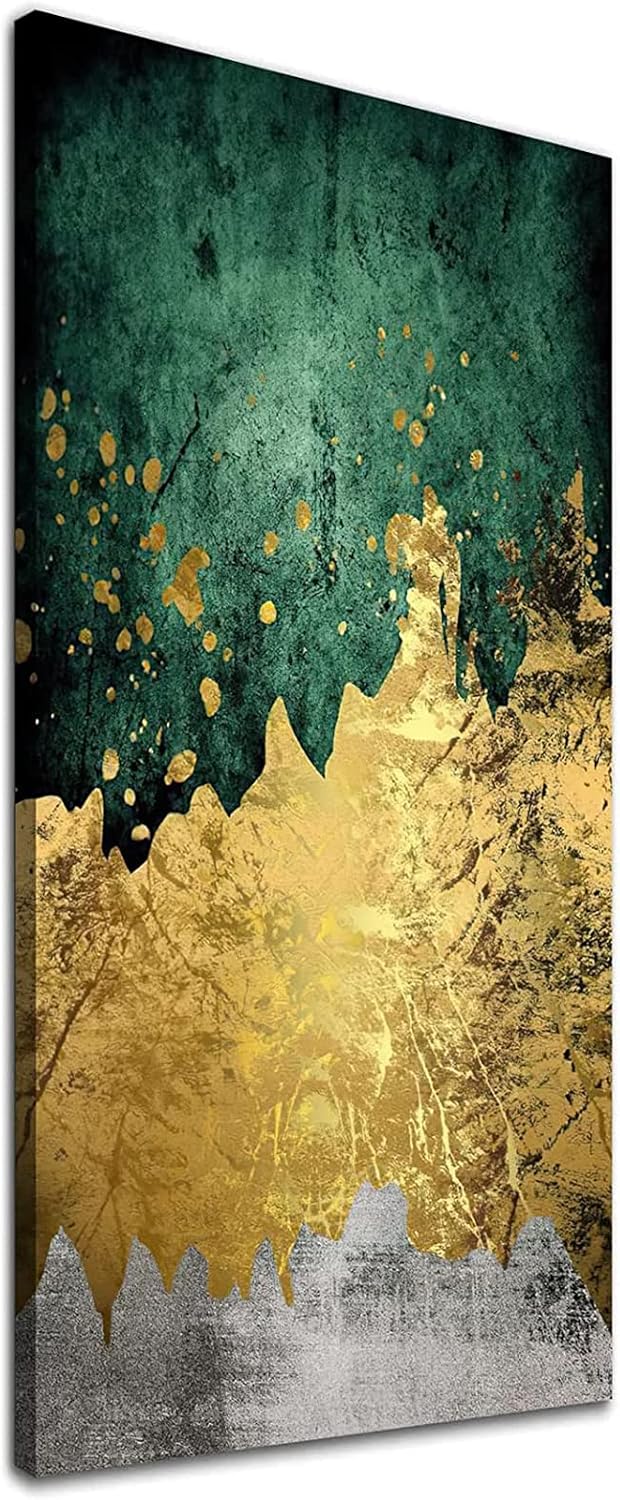 Green Gold Canvas Wall Art Abstract Poster 50x100cm No Frame H5708