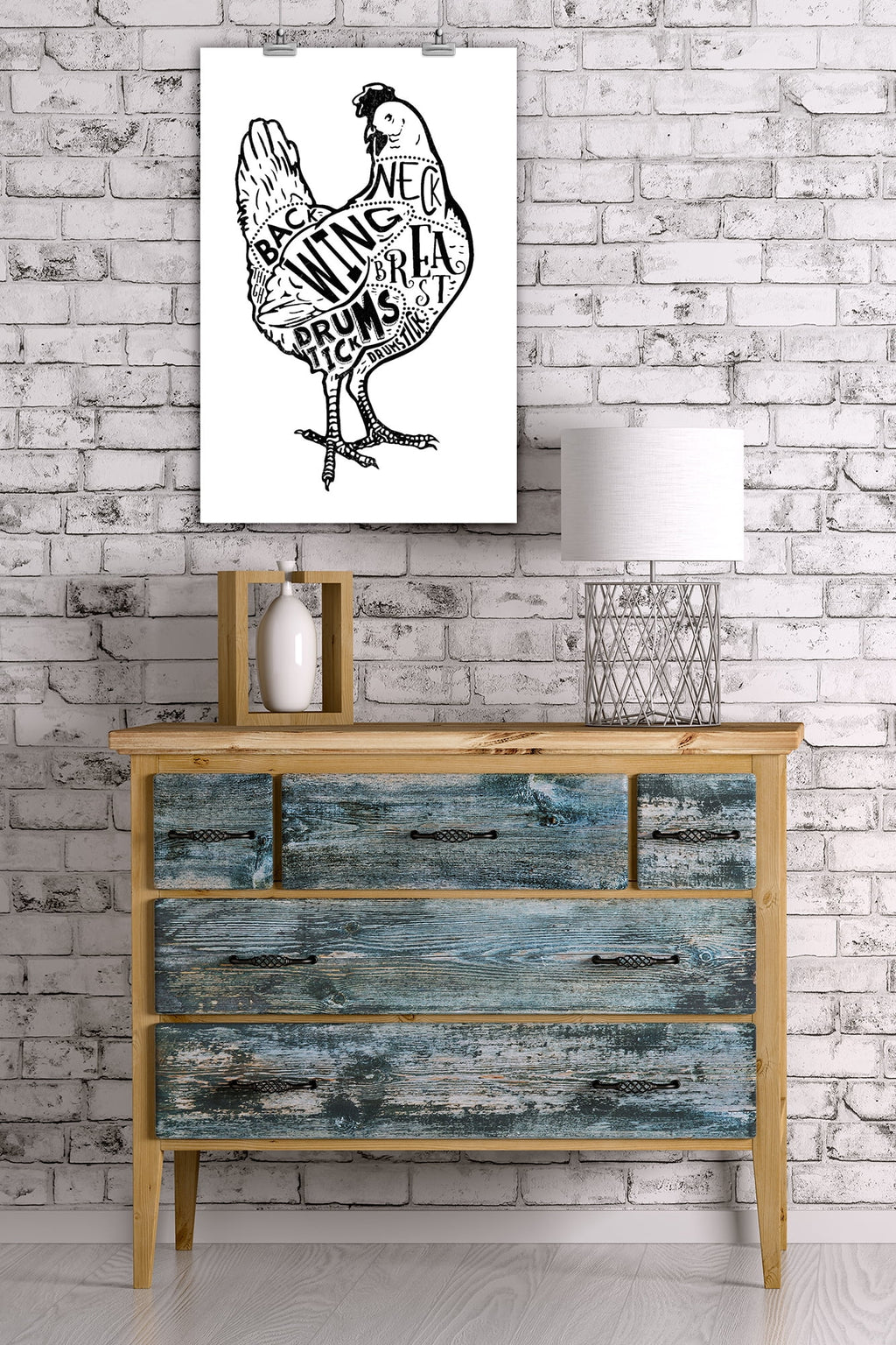 Butchers Block Meat Cuts 16x24 Giclee Art Print S297