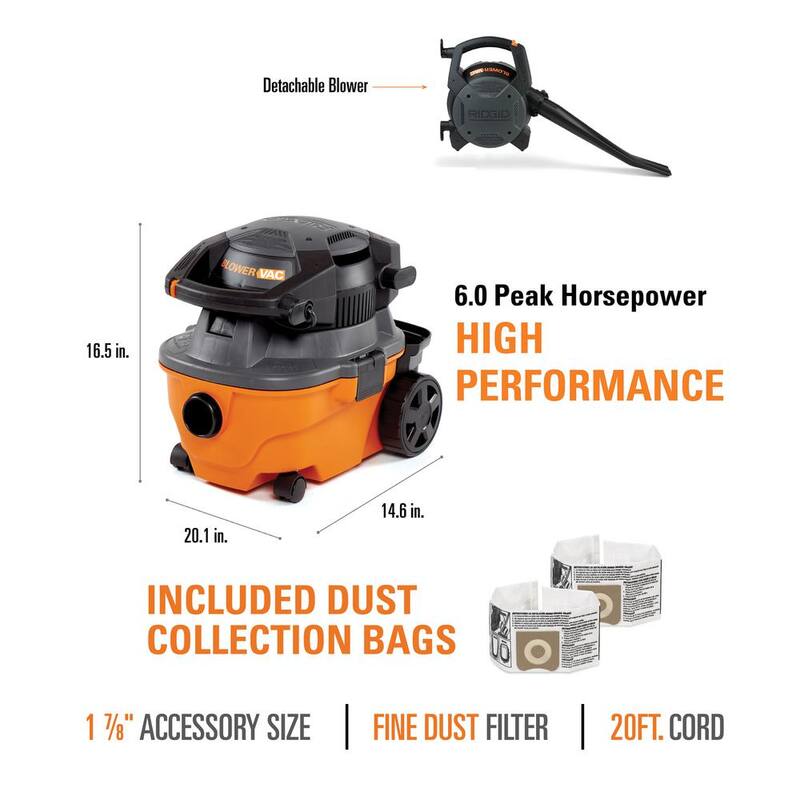 4 Gallon 6.0 Peak HP Wet/Dry Shop Vacuum with Blower K467