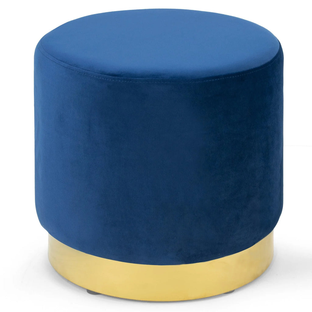 Velvet Round Ottoman with Golden Accent Base H659320