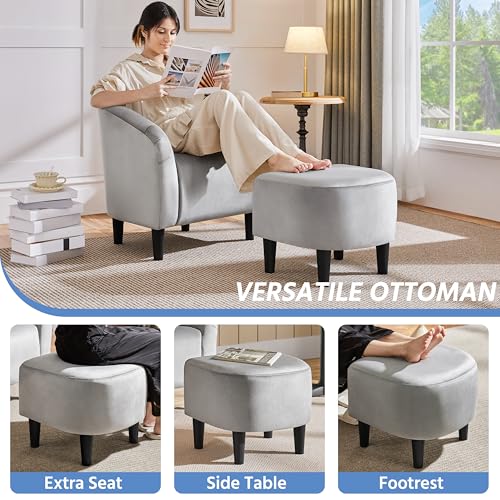 Fabric Accent Armchair with Ottoman X6121