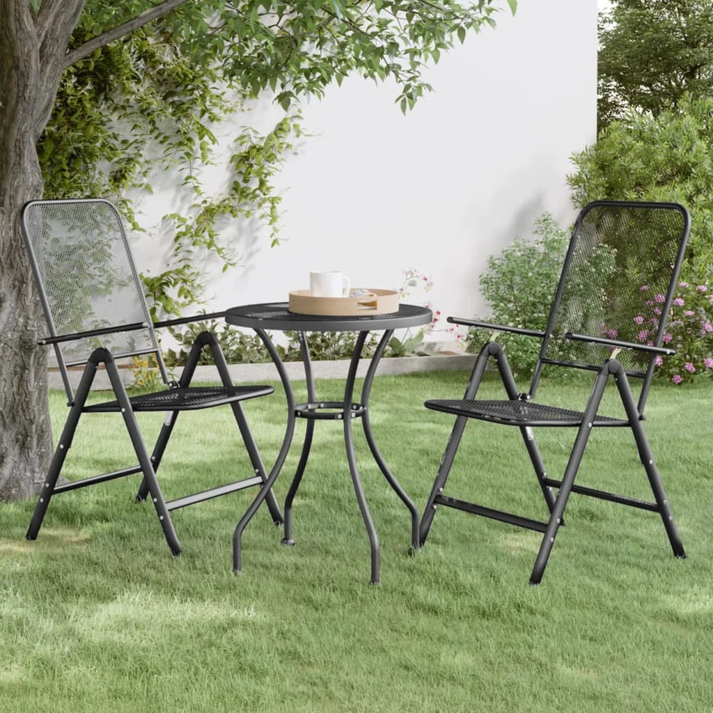 Folding Patio Chairs 2 pcs Metal Mesh Anthracite T16049