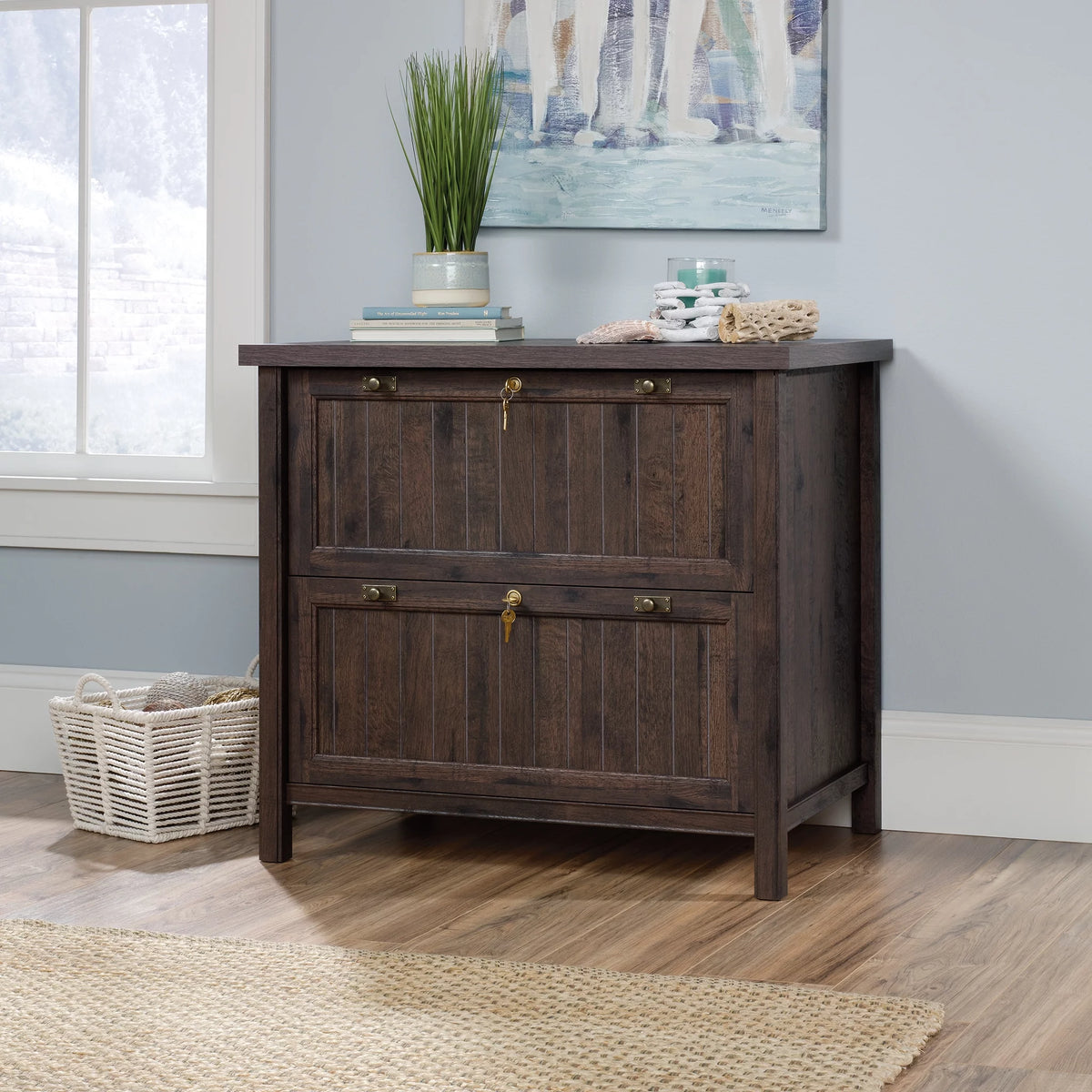 Coffee Oak Lateral File Cabinet S3484