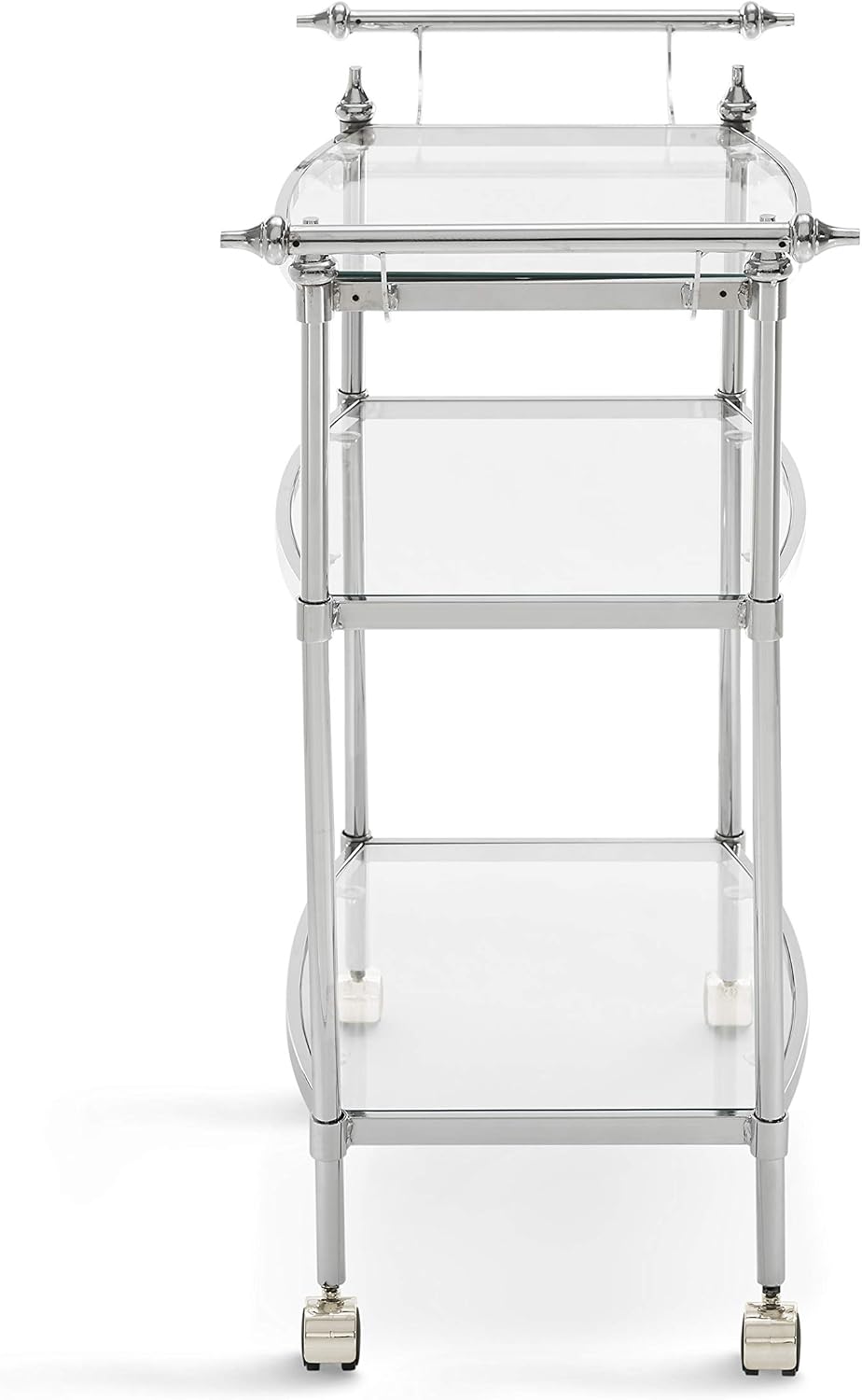 Chrome and Clear Glass Mobile Bar Cart O364