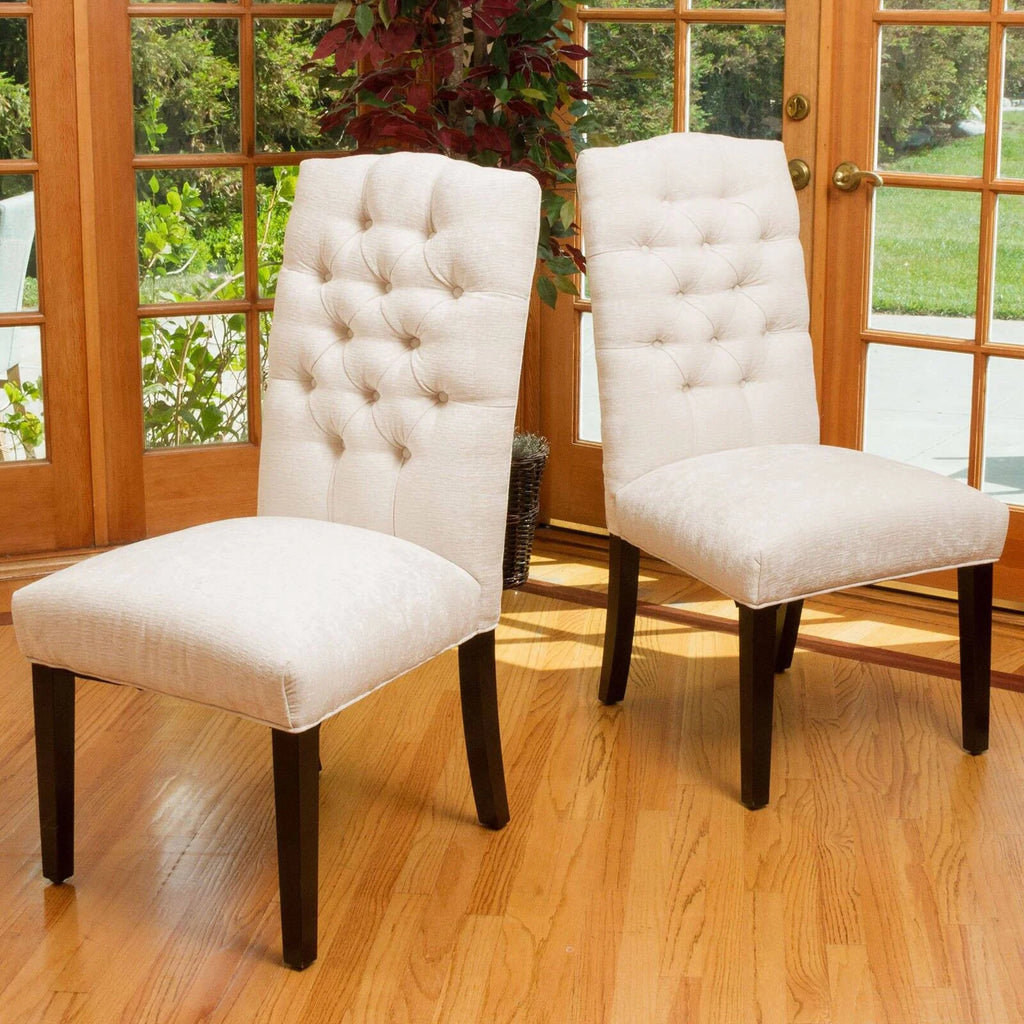Ivory Fabric Dining Chair Set of 2 K4237