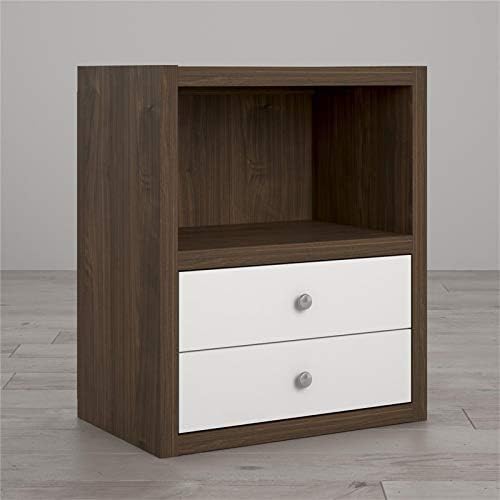 Walnut and White 2 Drawer Bookcase G4517