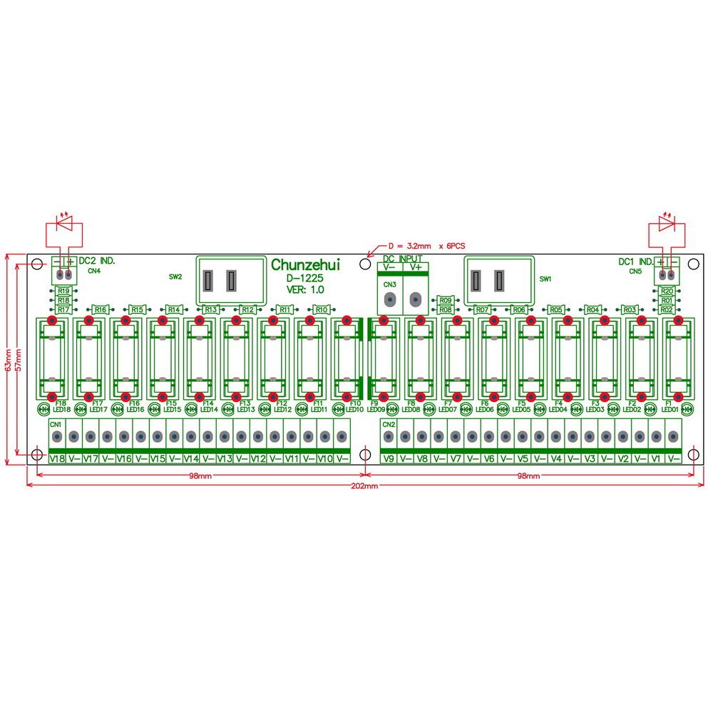 18 Channels 12V 24V 20A Power Distribution Fuse Module P982