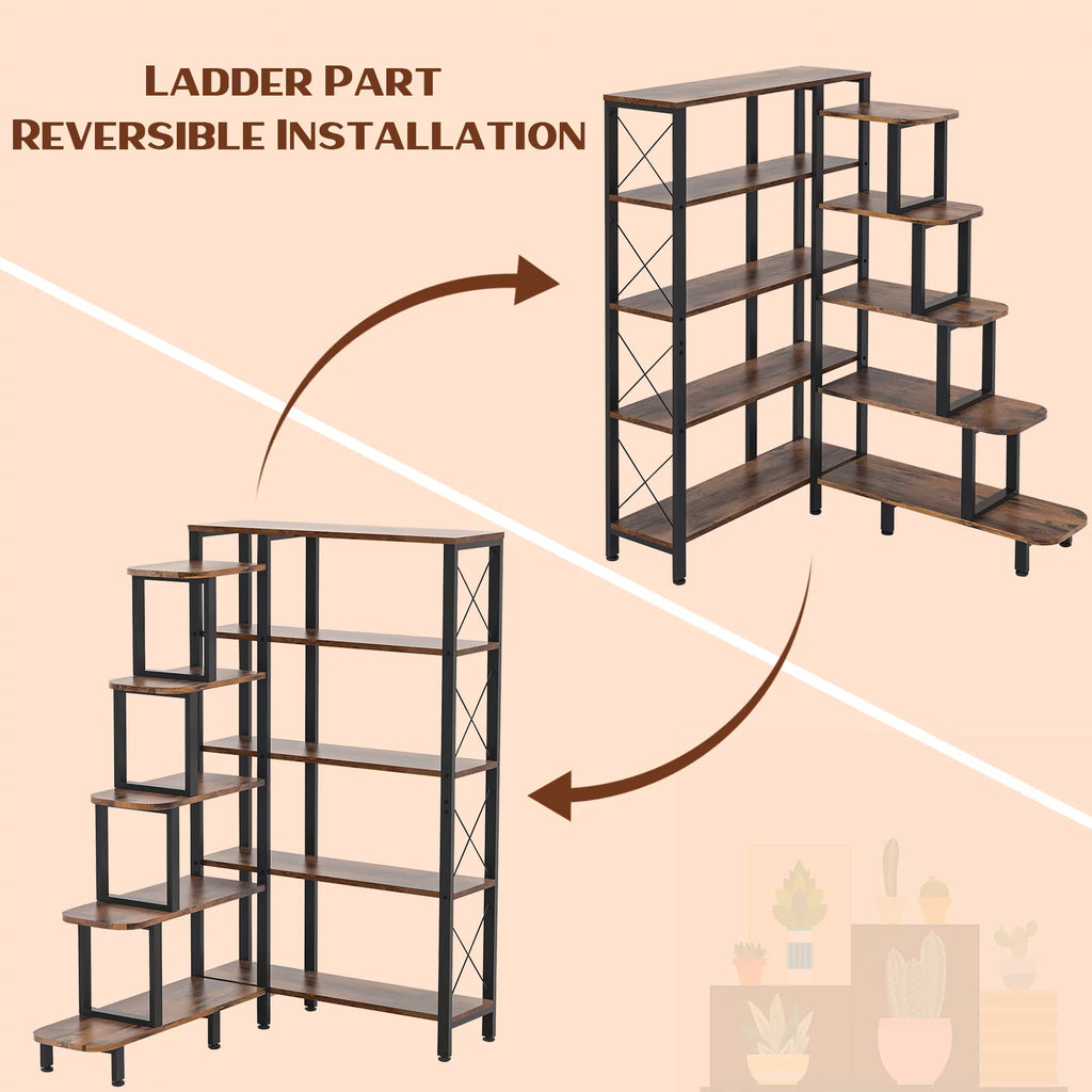 Large Reversible 5 Tier Corner Bookshelf B79810