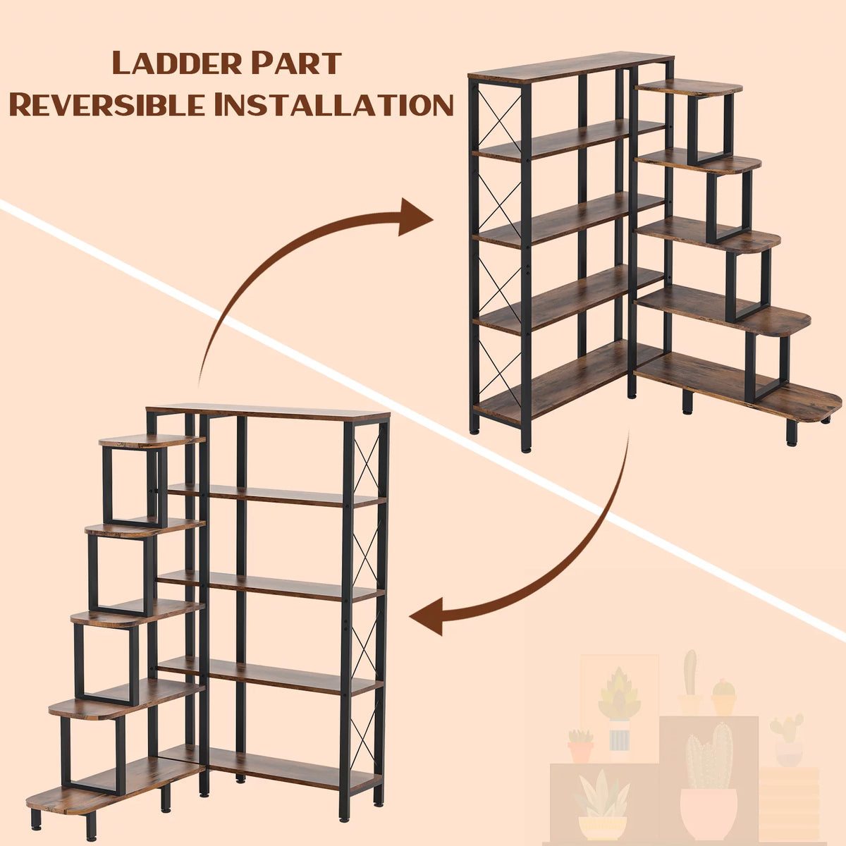 Large Reversible 5 Tier Corner Bookshelf B79810