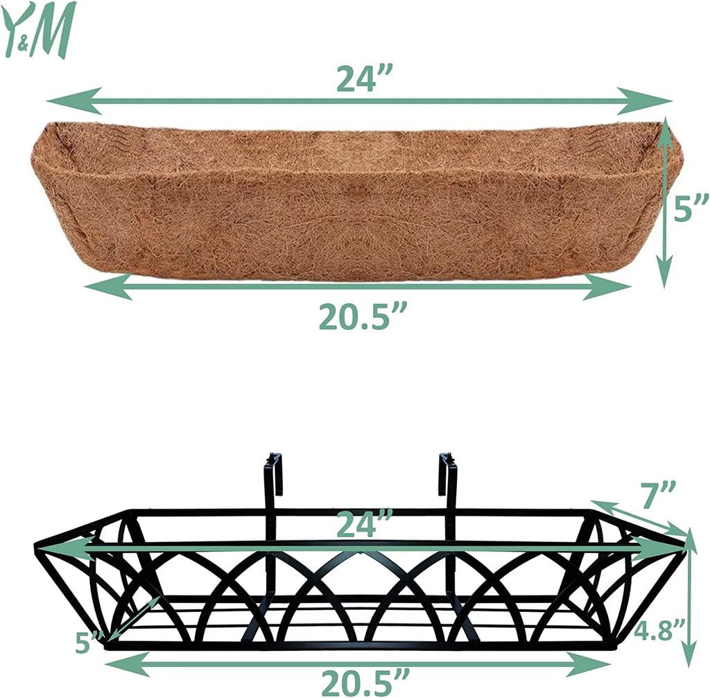 24 Inch Metal Hanging Planter with Coco Liner, 4pcs G683008