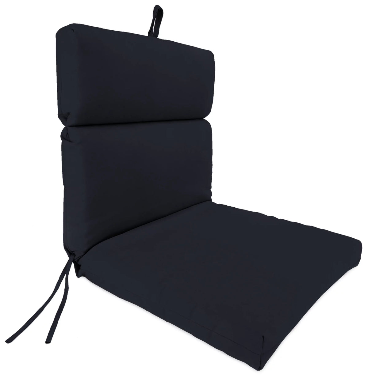 Navy Rectangular Outdoor Chair Cushion with Ties D34640