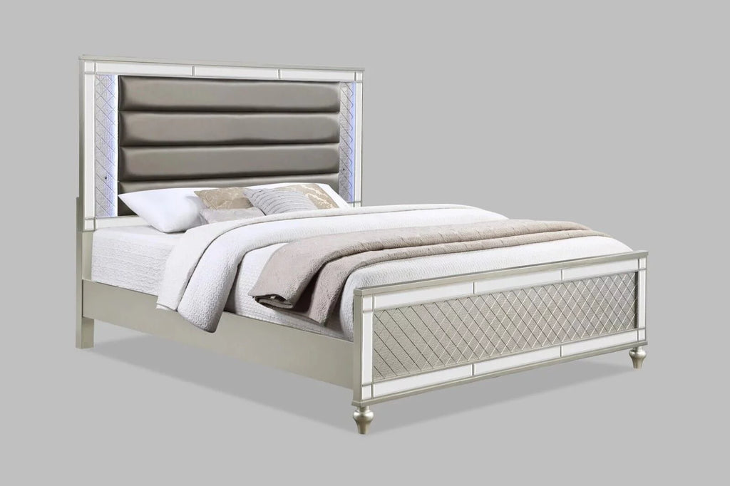 King Size Upholstery LED Bed and Nightstands H667