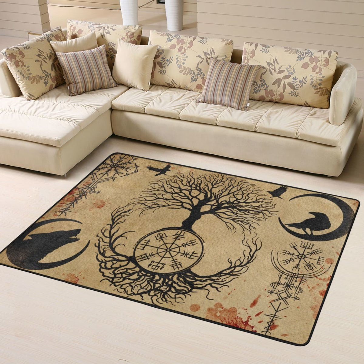 Yellow Non-Slip Machine Washable Area Rug, 63x48 inches K3431