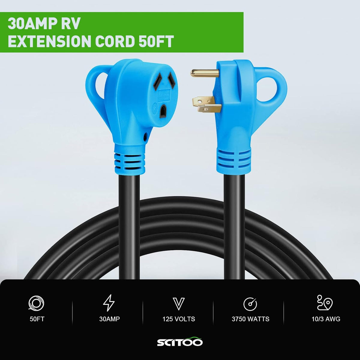 RV Cord 50FT 30AMP Heavy Duty Extension Cord with LED Power Indicator E62475