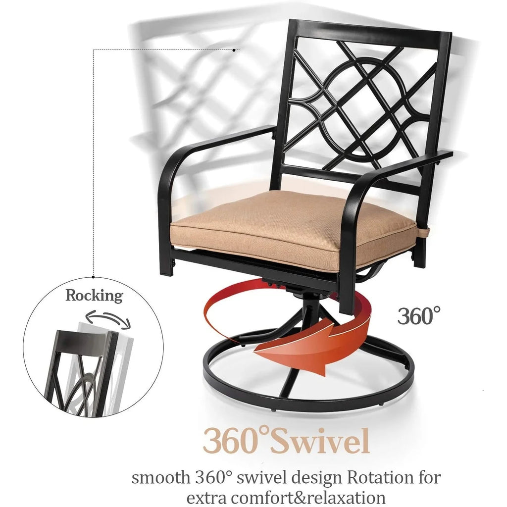 Outdoor Patio Metal Swivel Rocker Dining Chairs Set of 2 P63228